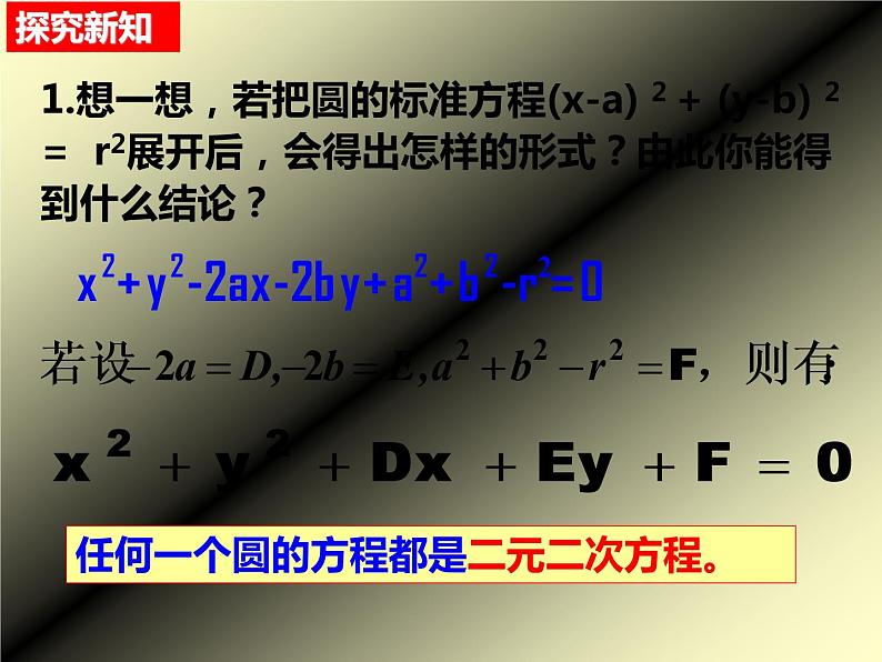 高中数学人教A版必修二4.1.2圆的一般方程 课件04