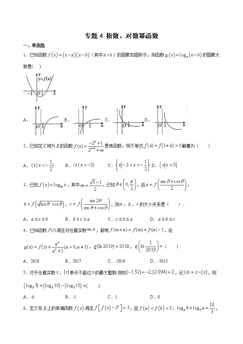 专题4 指数、对数幂函数-备战2021年高考大一轮复习典型题精讲精析（原卷版）第1页