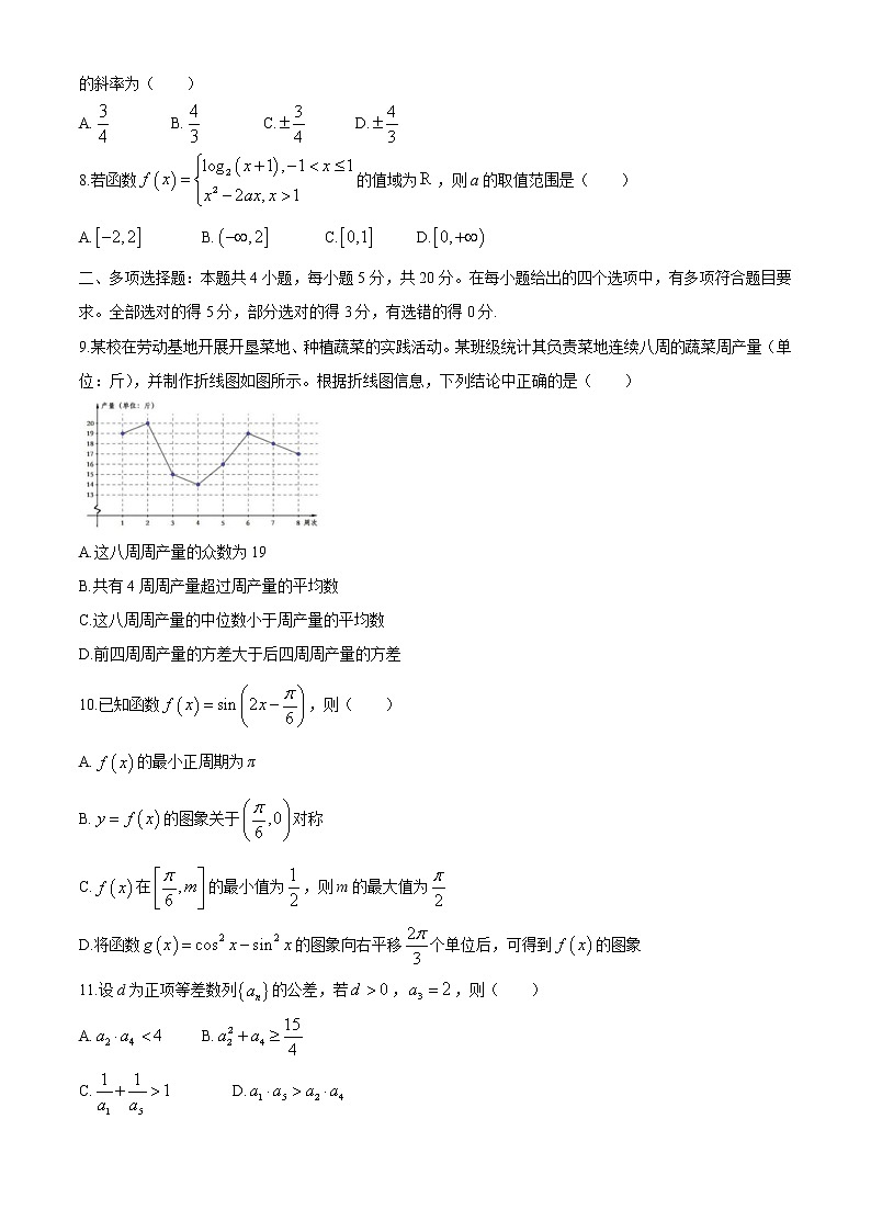 福建省泉州市2021届高中毕业班质量检测数学试卷第2页