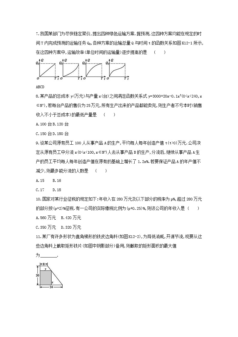 2019届高考数学二轮复习查漏补缺练习：第12讲《函数模型及其应用》(含解析)第2页