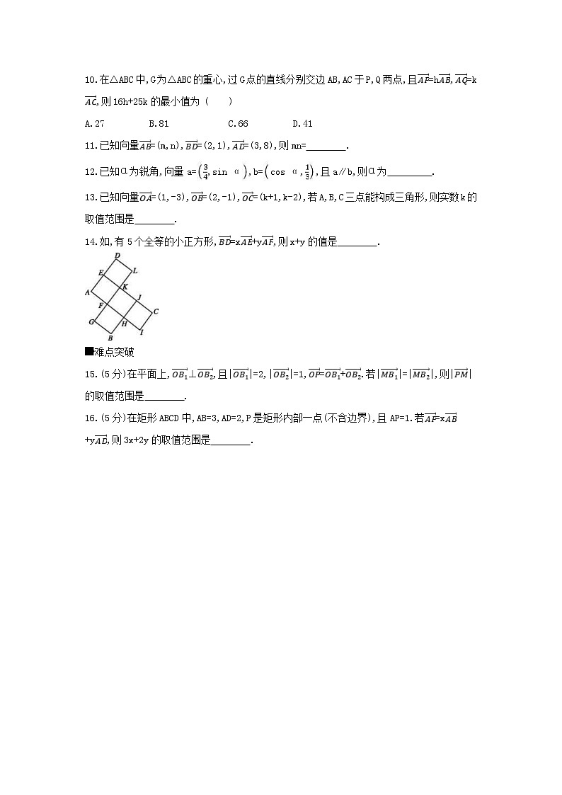 2019届高考数学二轮复习查漏补缺练习：第25讲《平面向量基本定理及坐标表示》(含解析)第2页
