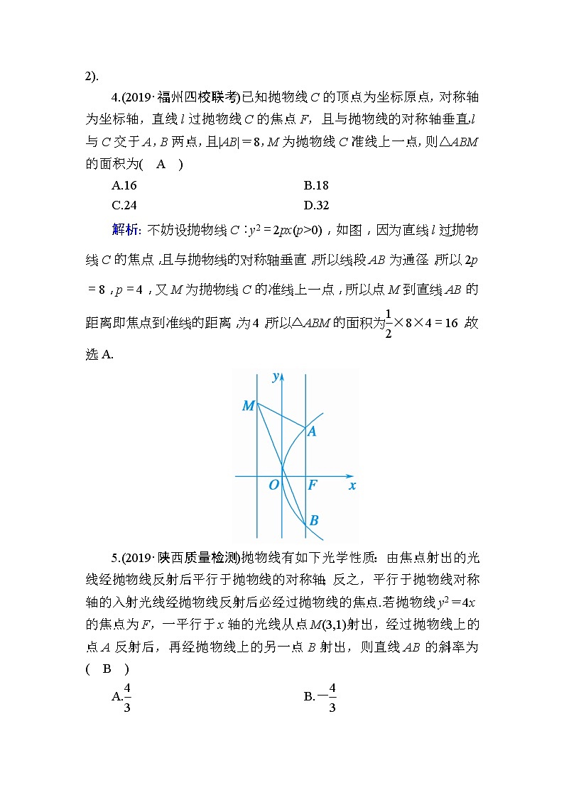 2020版高考数学一轮复习课时作业54《 抛物线》(含解析) 练习02