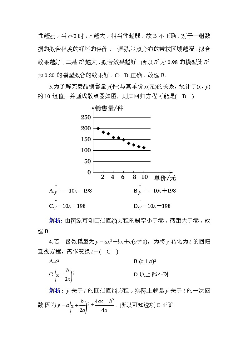 2020版高考数学一轮复习课时作业61《 变量间的相关关系、统计案例》(含解析) 练习02