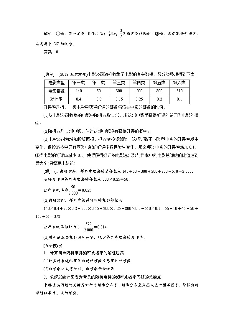 2020届高考数学一轮复习新课改省份专用学案：第十章第三节随机事件的概率02