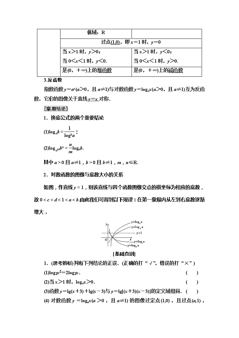 2020版新一线高考文科数学（北师大版）一轮复习教学案：第2章第6节　对数与对数函数第2页
