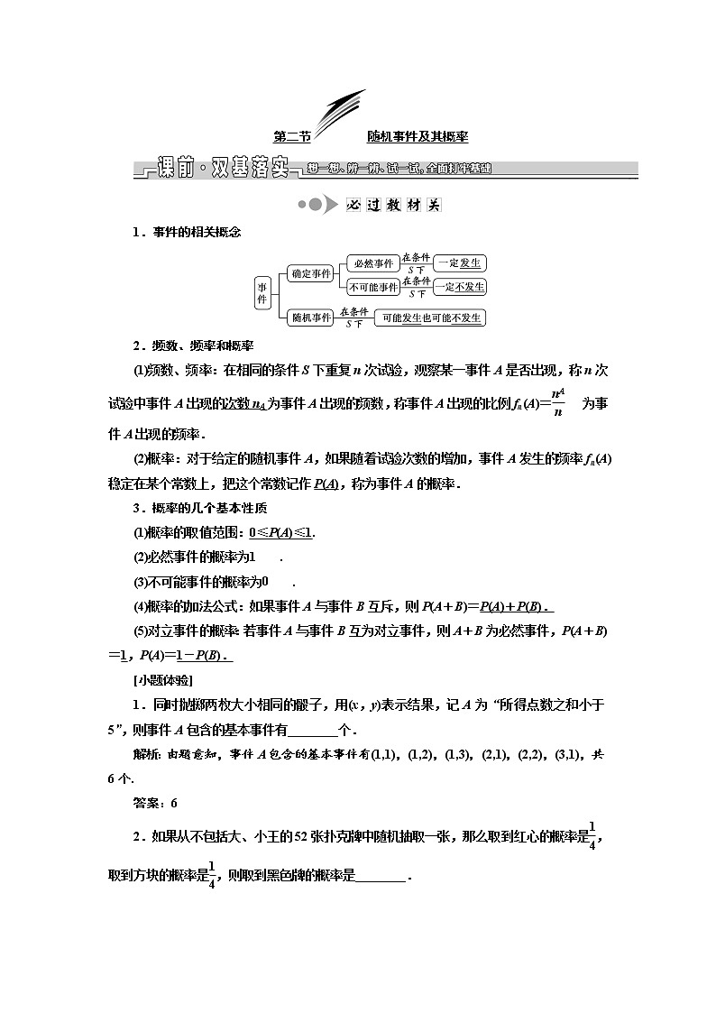 2020版新设计一轮复习数学（文）江苏专版讲义：第十一章第二节随机事件及其概率01