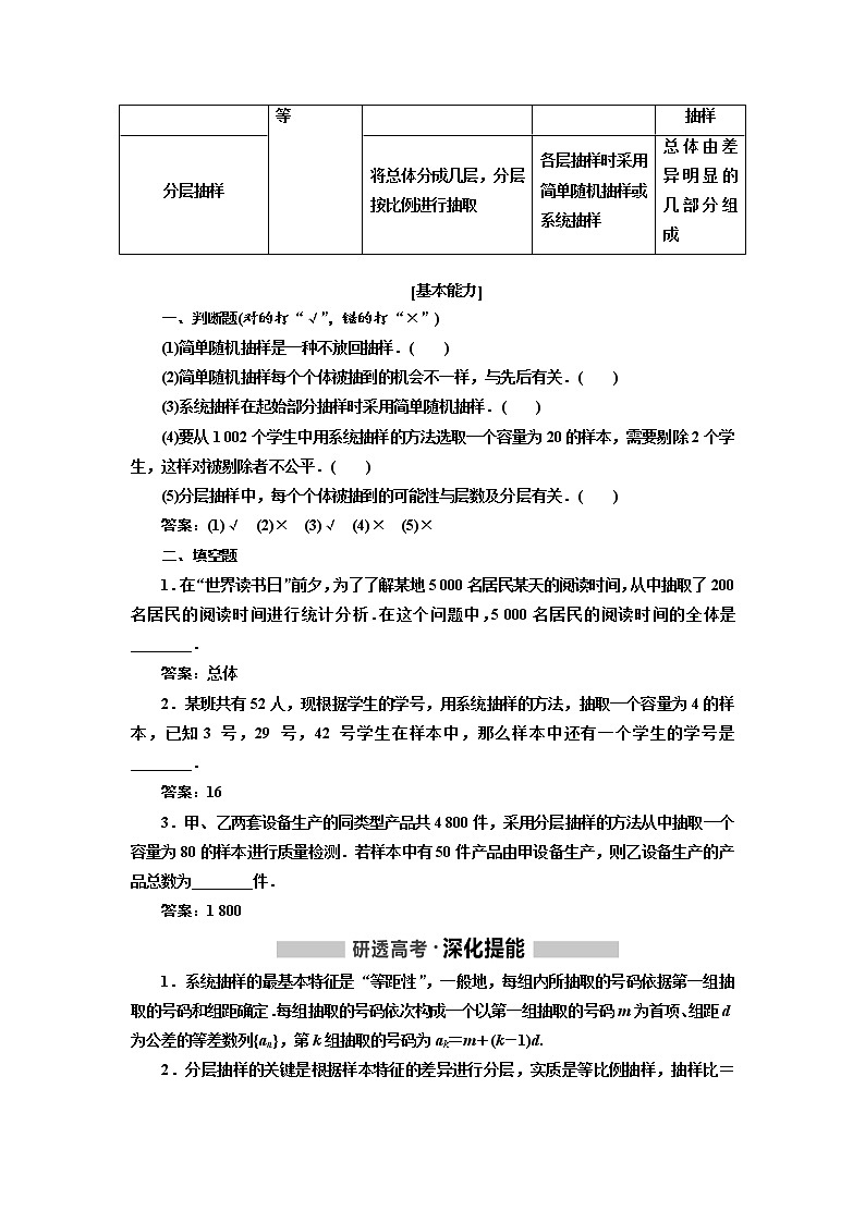 2020版高考新创新一轮复习数学（理）通用版讲义：第十章第一节　统计02