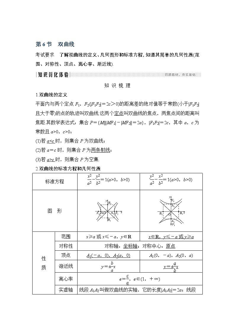2020版数学（理）人教A版新设计大一轮讲义：第八章第6节双曲线01