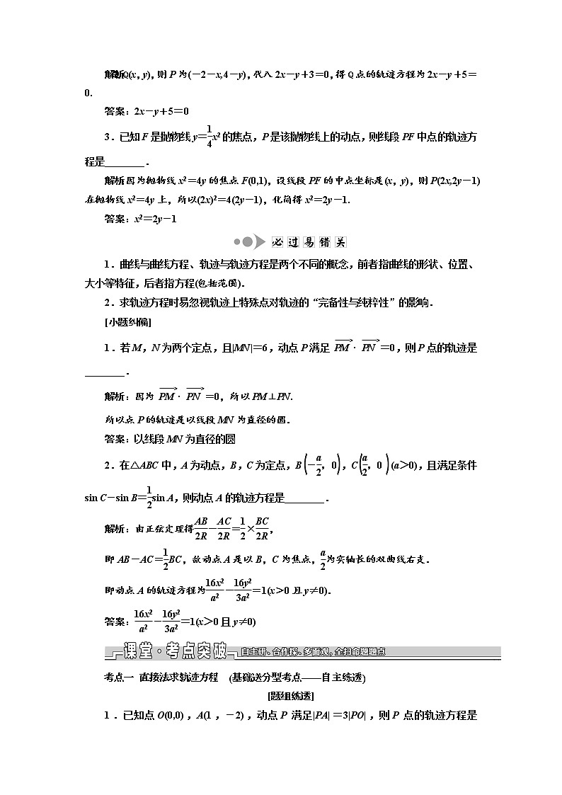 2020版新设计一轮复习数学（理）江苏专版讲义：第九章第八节曲线与方程02