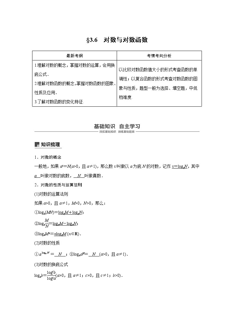 2020版高考数学新增分大一轮浙江专用版讲义：第三章　函数概念与基本初等函数Ⅰ3.6第1页