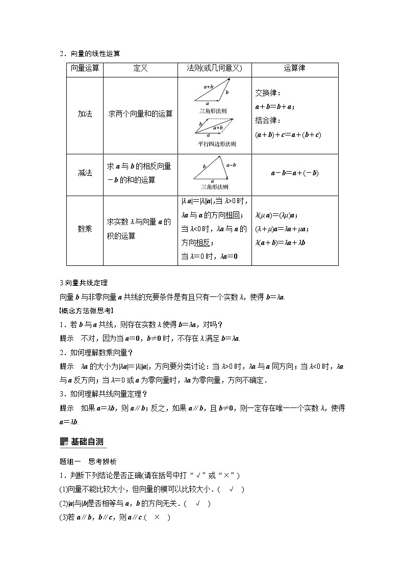 2020版高考数学新增分大一轮浙江专用版讲义：第六章平面向量、复数6.102