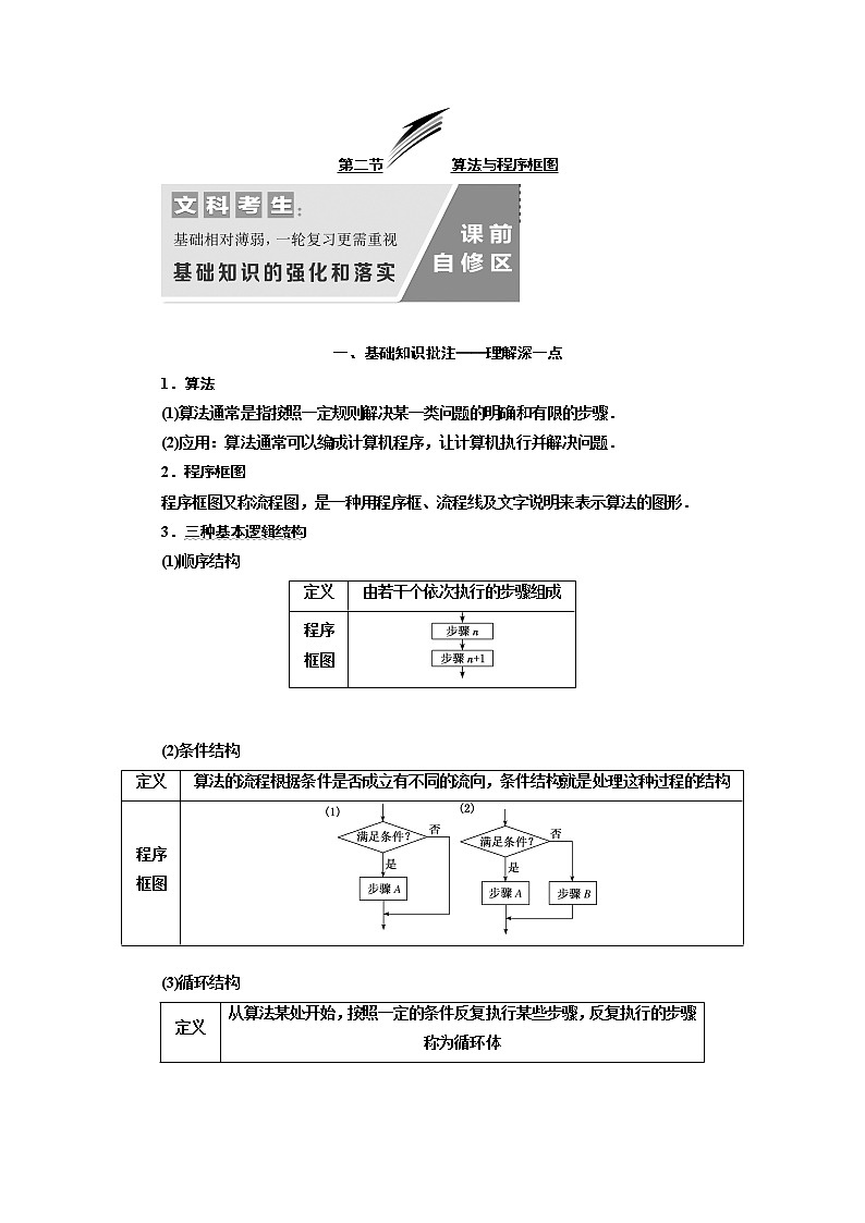 2020版高考数学（文）新设计一轮复习通用版讲义：第十二章第二节算法与程序框图第1页
