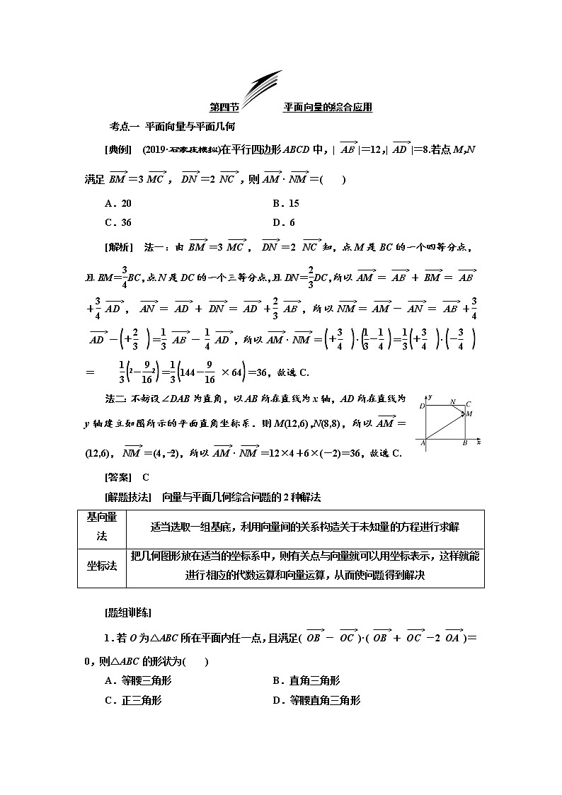 2020版高考数学（文）新设计一轮复习通用版讲义：第五章第四节平面向量的综合应用01