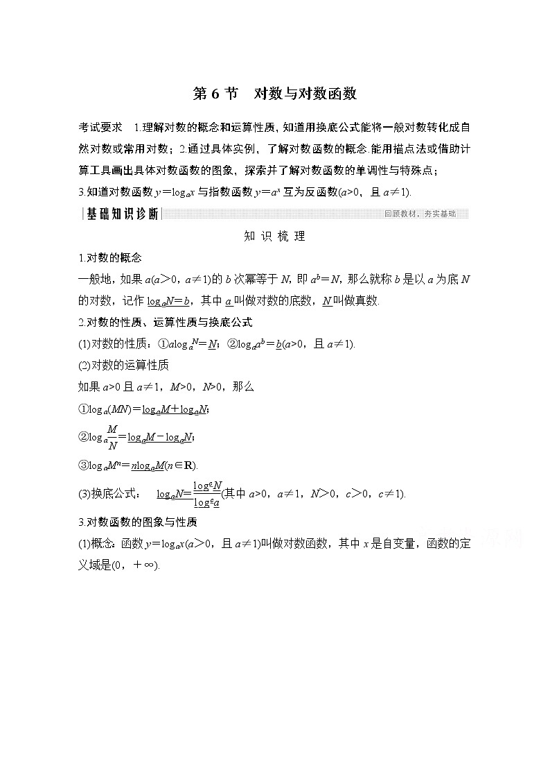2021新高考数学（江苏专用）一轮复习学案：第二章第6节对数与对数函数01