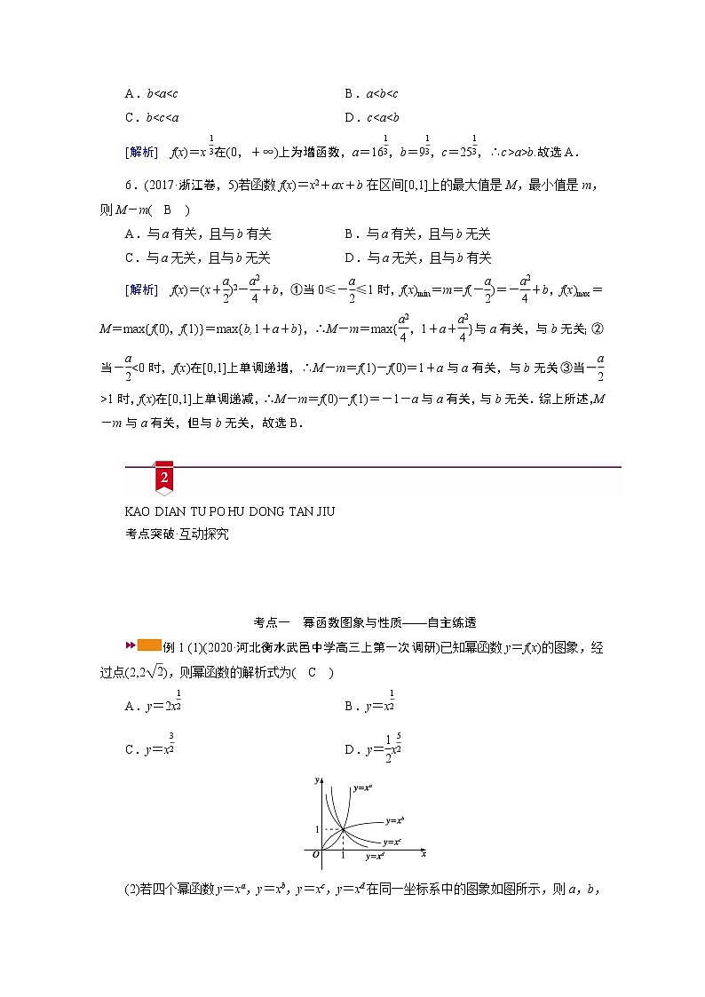 2021版新高考数学（山东专用）一轮学案：第二章第五讲　幂函数与二次函数03