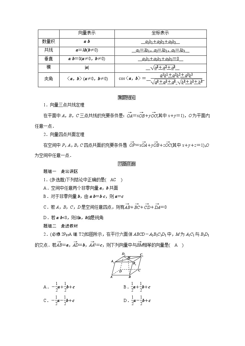 2021版新高考数学（山东专用）一轮学案：第七章第六讲　空间向量及其运算02