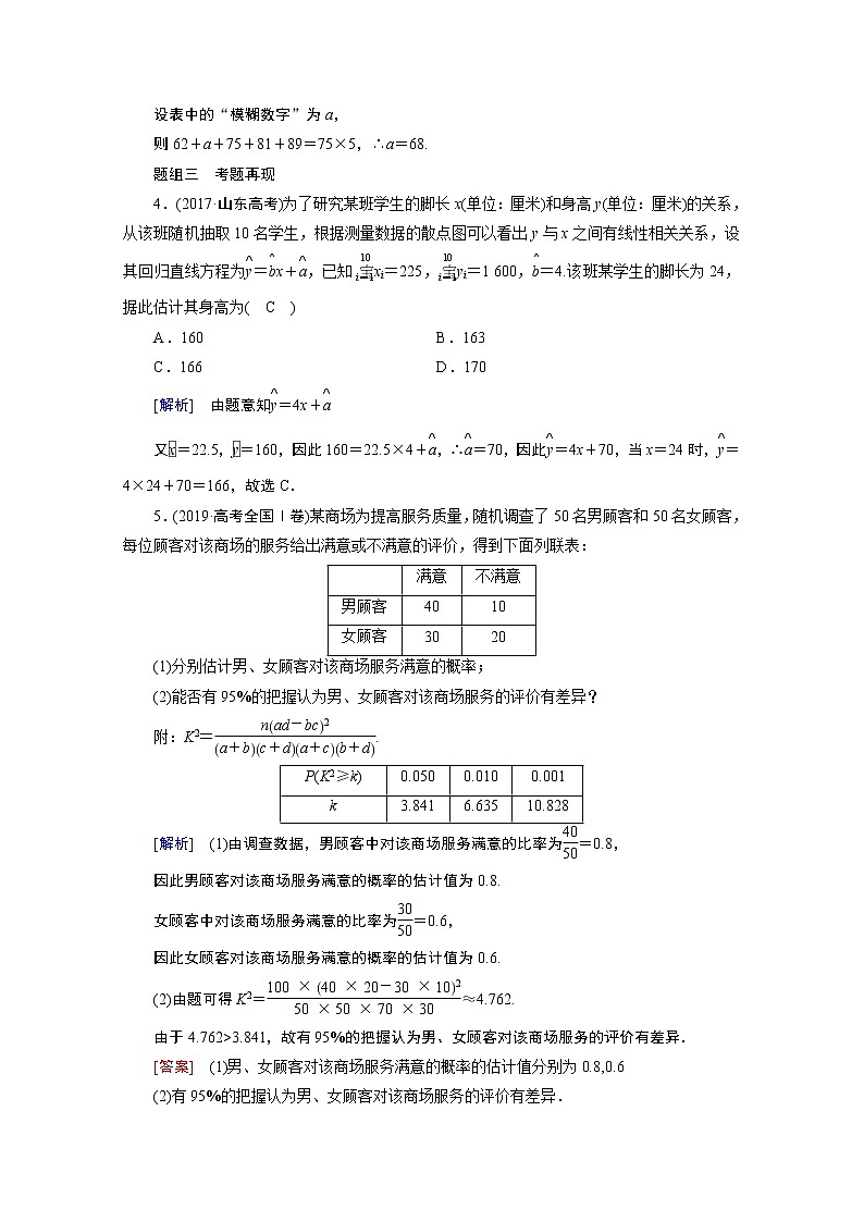 2021版新高考数学（山东专用）一轮学案：第十章第三讲　变量间的相关关系、统计案例03