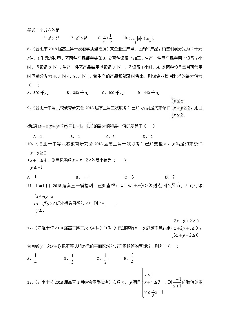 2019届高考数学理一轮复习典型题专项训练：不等式（含答案）第2页