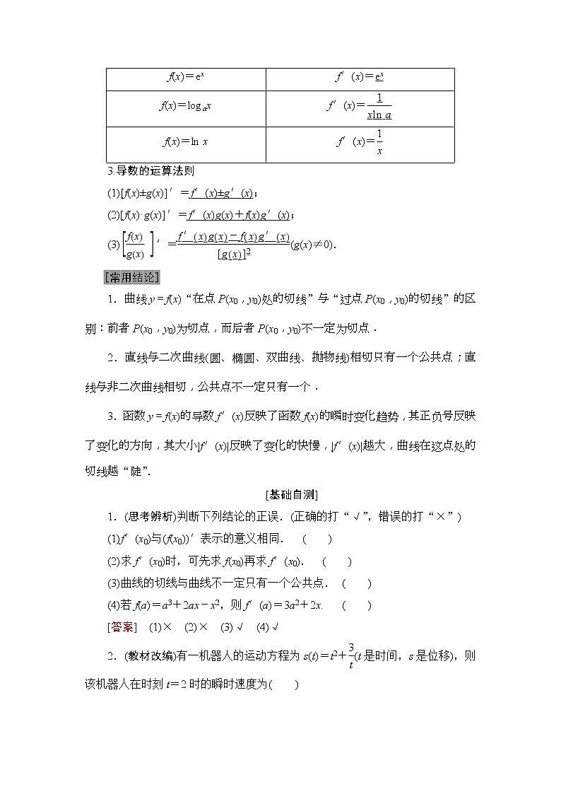 2020年高考数学一轮复习教案：第2章 第10节　导数的概念及运算(含解析)02