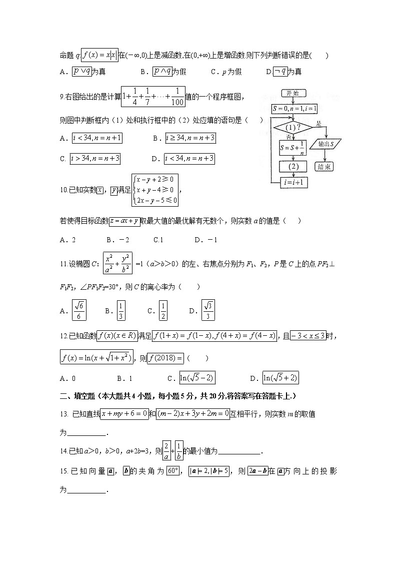 【数学】广东省蕉岭县蕉岭中学2018-2019学年高二上学期第三次月考（理） 试卷02