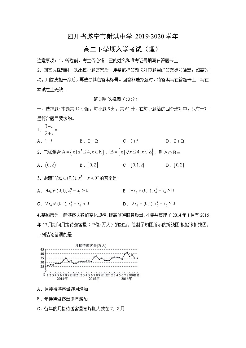 【数学】四川省遂宁市射洪中学2019-2020学年高二下学期入学考试（理）01