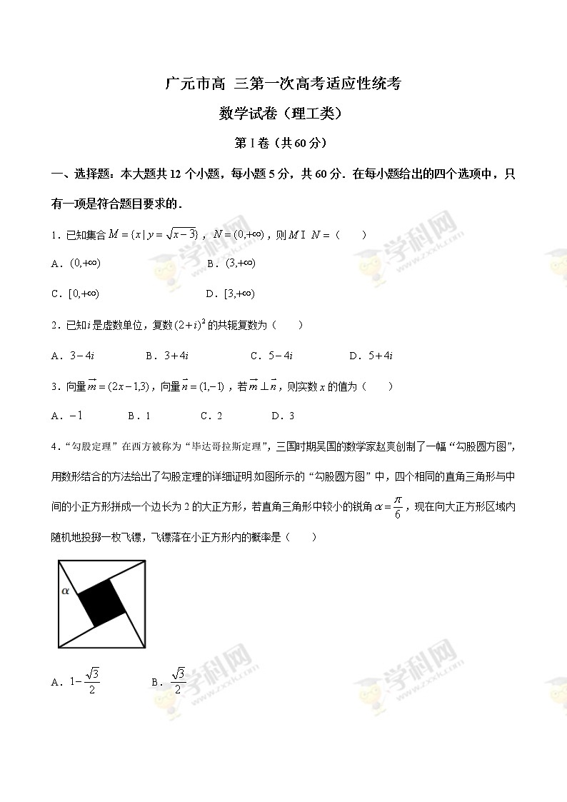 四川省广元市高三第一次高考适应性统考数学（理）试题附答案第1页