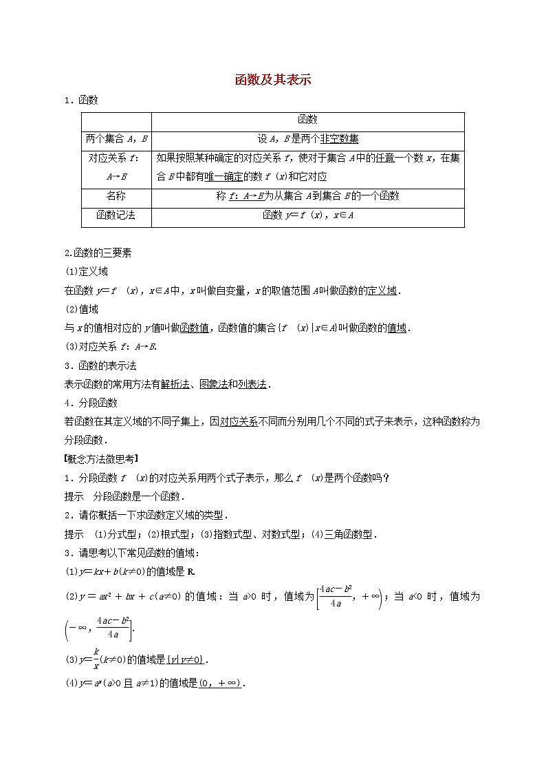2020_2021学年高考数学考点第三章函数概念与基本初等函数Ⅰ函数及其表示理20201013155第1页