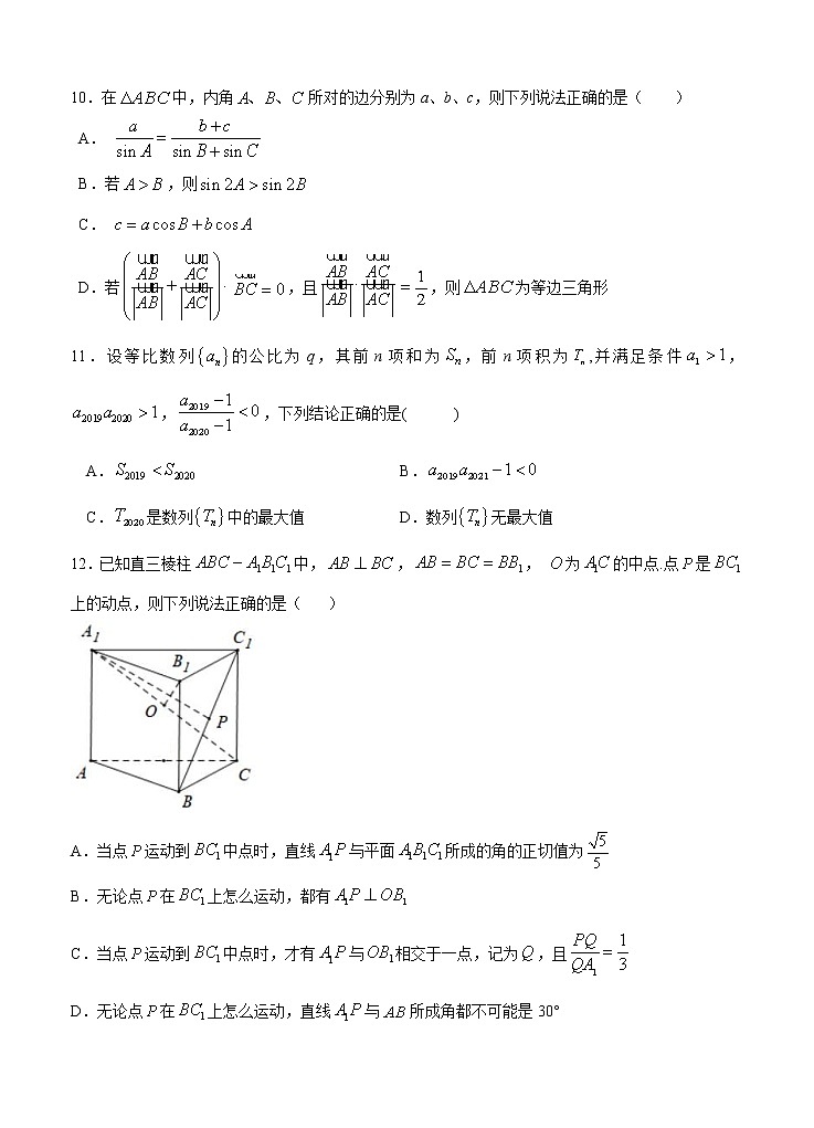 广东省汕头市金山中学2021届高三上学期期中考试 数学(含答案)03