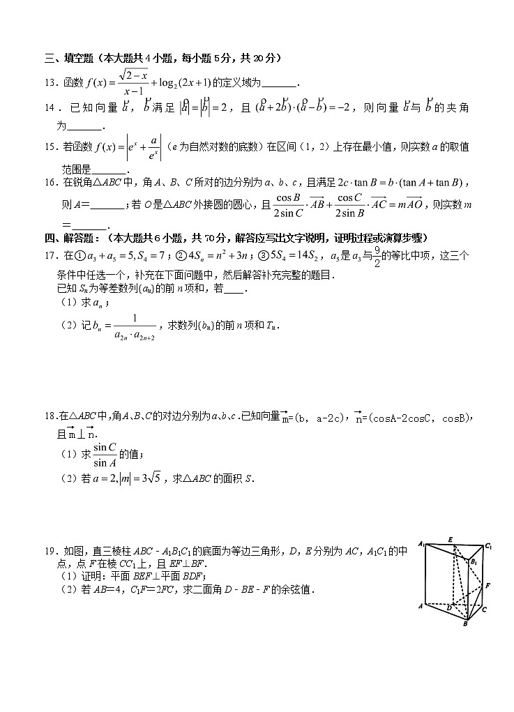湖北省荆门市龙泉中学2021届高三11月月考 （期中）数学（含答案） 试卷03