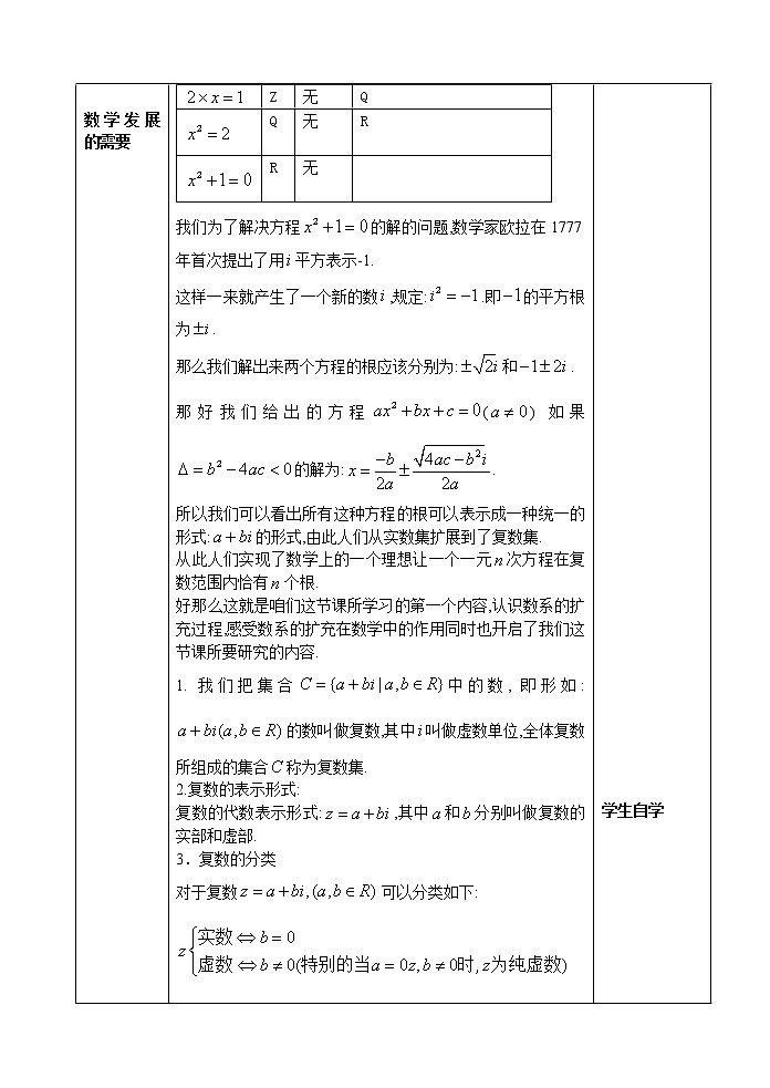 高中数学人教A版必修第二册第七章第一节《复数的概念》2课时教案02