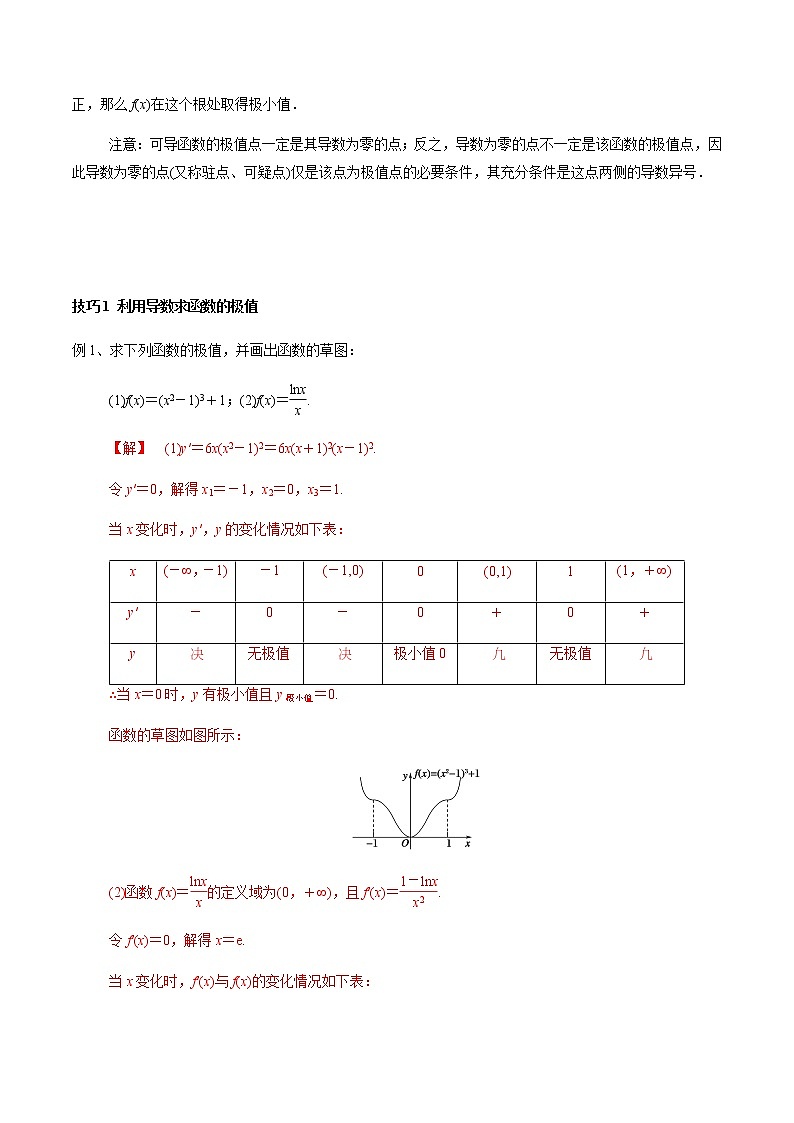 5.3 函数的极值与导数 导学案第2页