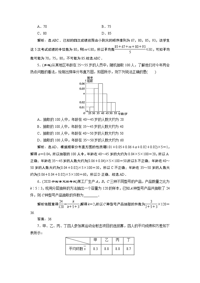2021版新高考地区高考数学（人教版）大一轮复习（课件+学案+高效演练分层突破）第11章 第1讲　随机抽样、用样本估计总体02