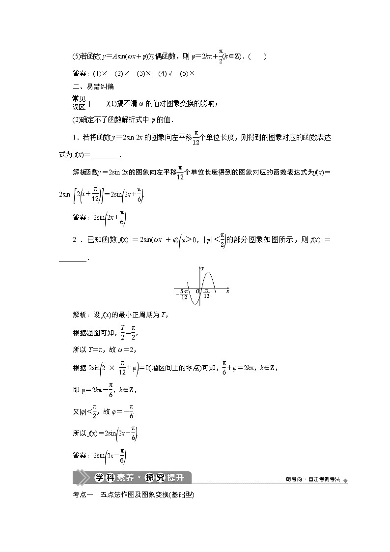 2021版新高考地区高考数学（人教版）大一轮复习（课件+学案+高效演练分层突破）第05章  第5讲　函数y＝Asin(ωx＋φ)的图象及三角函数模型的简单应用03