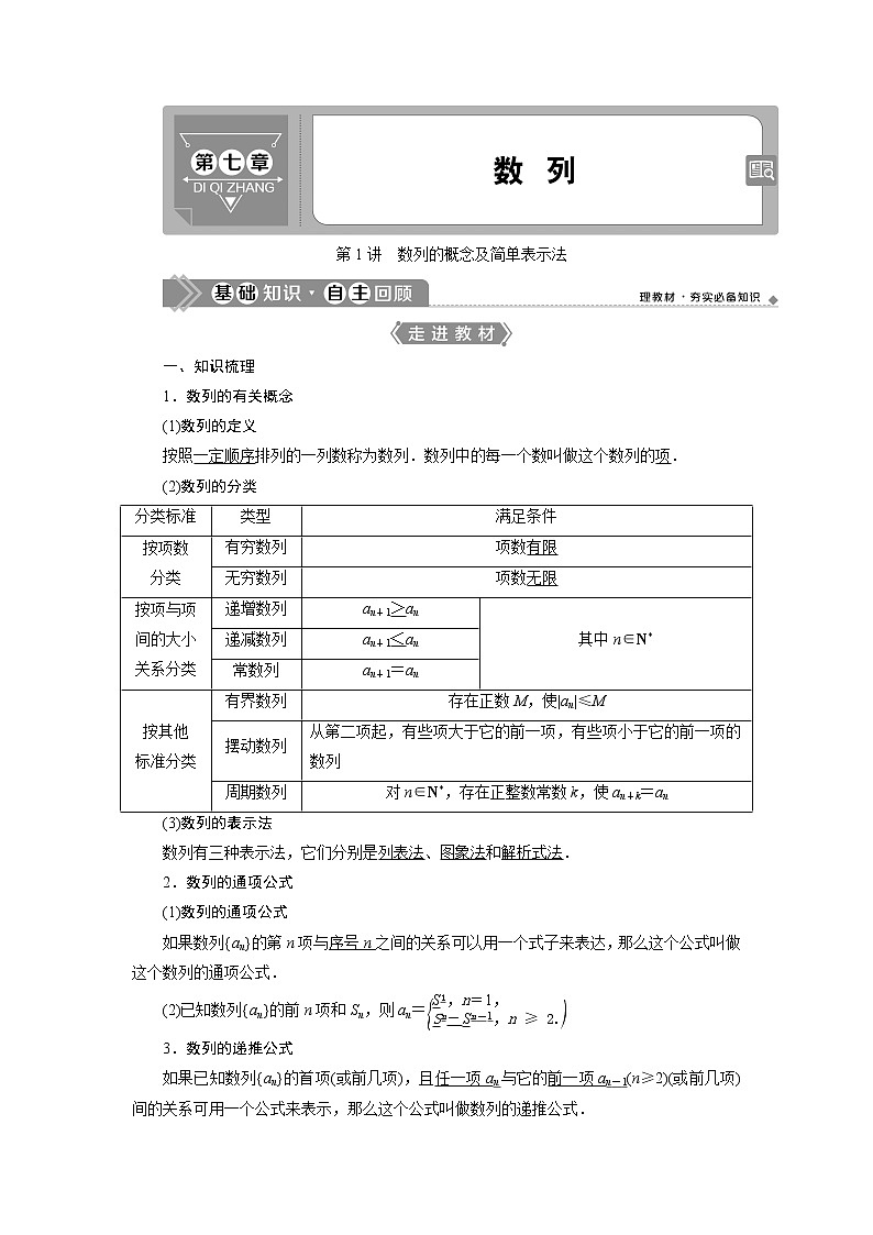 2021版新高考地区高考数学（人教版）大一轮复习（课件+学案+高效演练分层突破）第07章  第1讲　数列的概念及简单表示法01