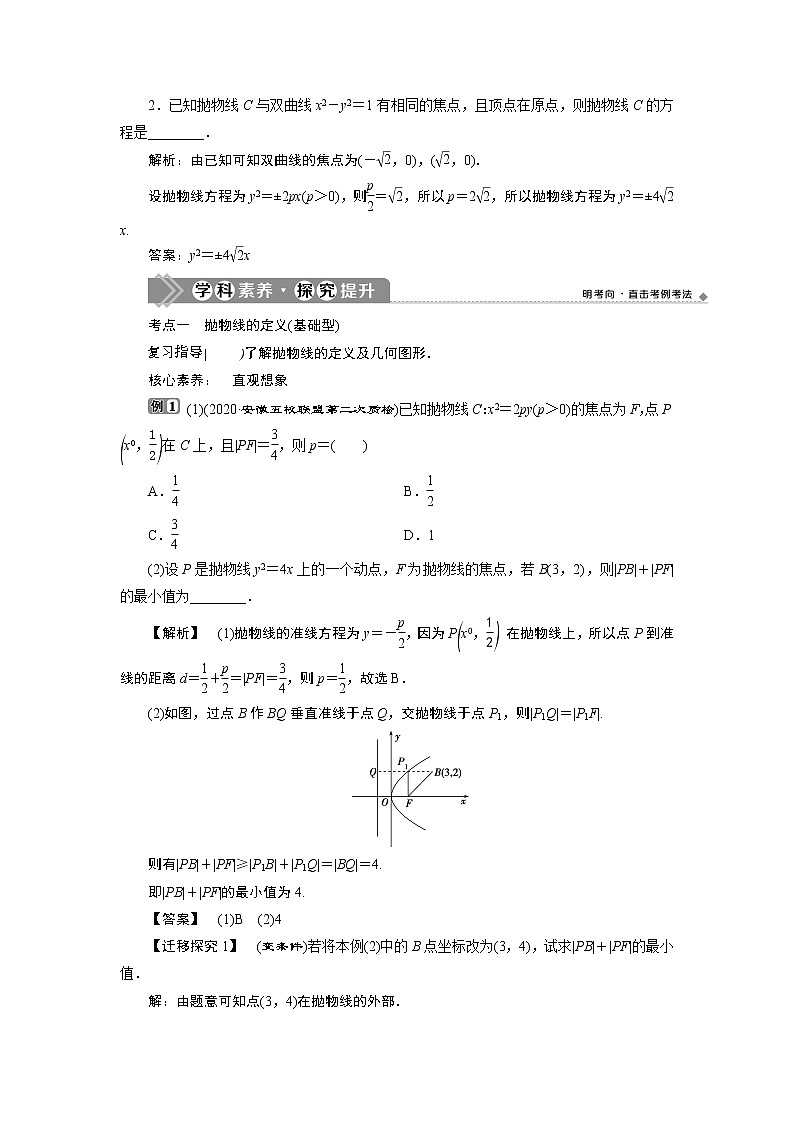 2021版新高考地区高考数学（人教版）大一轮复习（课件+学案+高效演练分层突破）第09章  第7讲　抛物线03