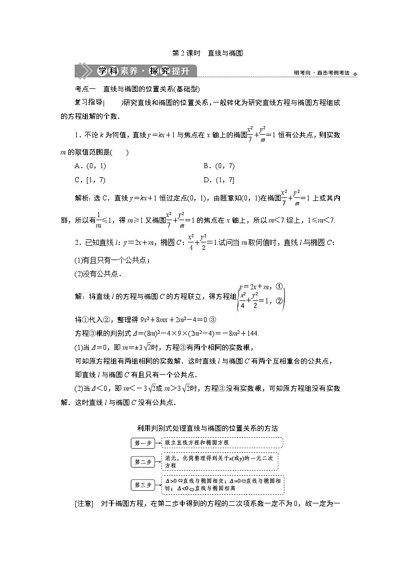 2021版新高考地区高考数学（人教版）大一轮复习（课件+学案+高效演练分层突破）第09章  第5讲   第2课时　直线与椭圆01