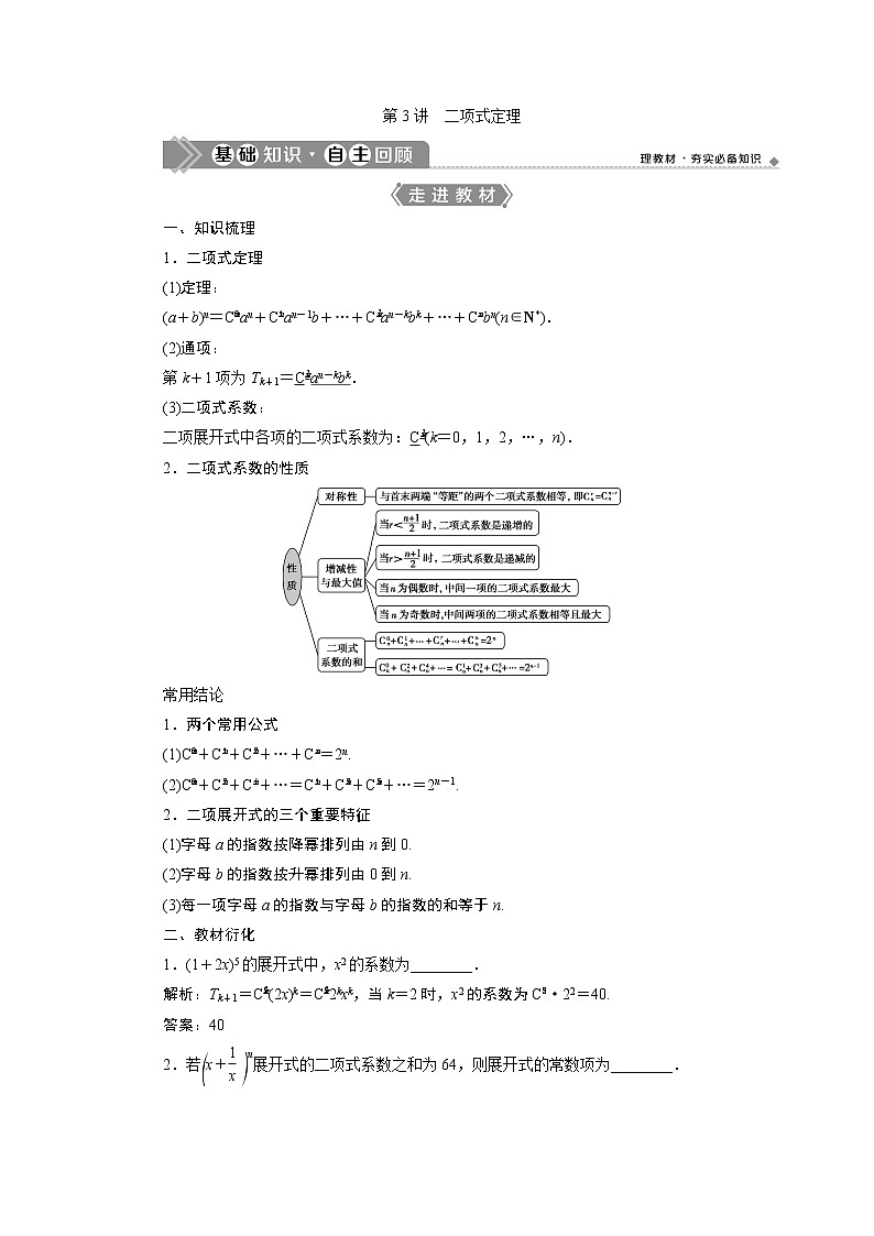 2021版新高考地区高考数学（人教版）大一轮复习（课件+学案+高效演练分层突破）第10章 第3讲　二项式定理01