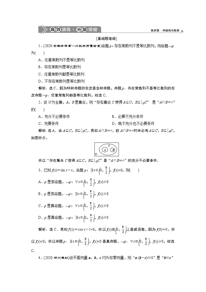 2021版新高考地区高考数学（人教版）大一轮复习（课件+学案+高效演练分层突破）第01章   第2讲　充分条件与必要条件、全称量词与存在量词01
