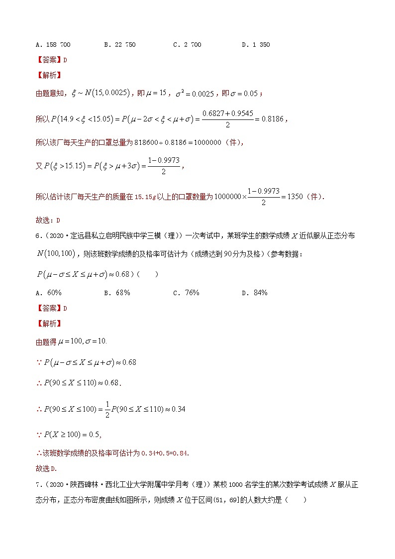 专题4.5 正态分布（B卷提升篇）【解析版】-2020-2021学年高中数学新教材（人教B）同步单元双基双测AB卷03
