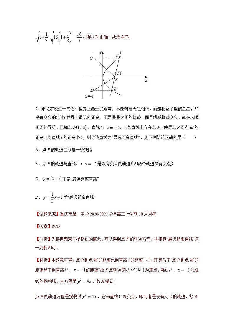 专题10 圆锥曲线的方程（多选题）（11月）（人教A版2019）（解析版）第2页