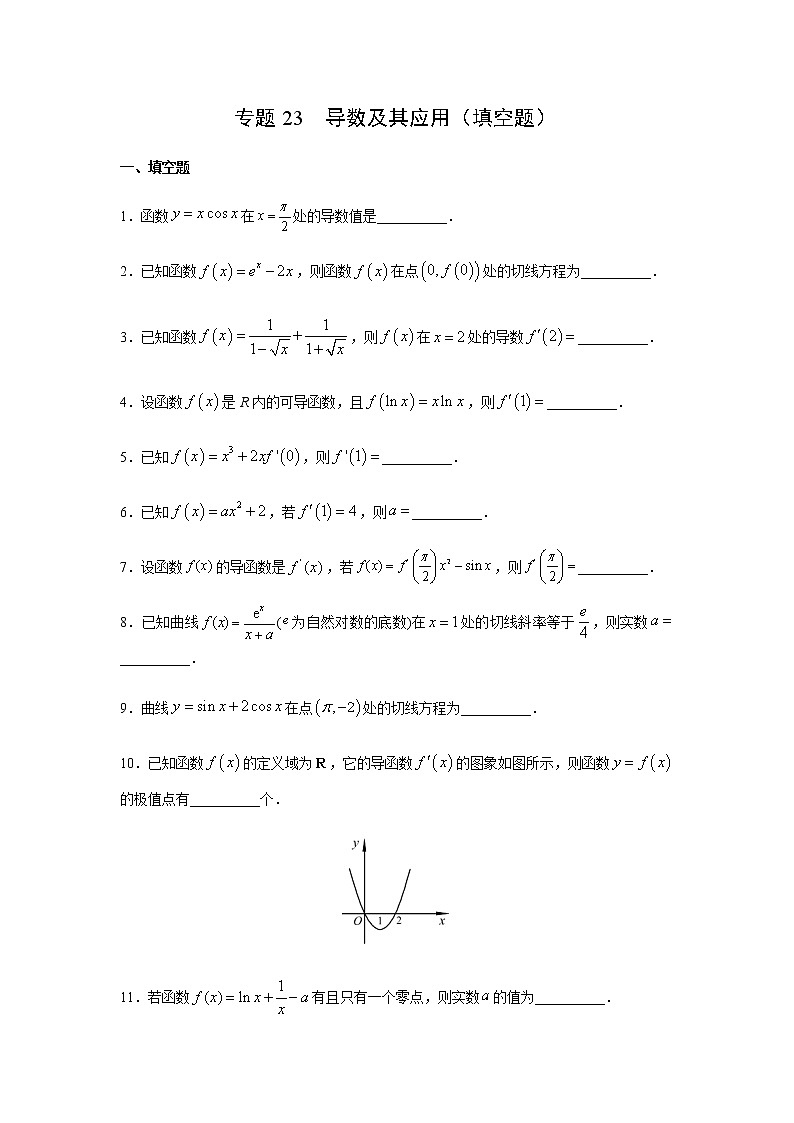 专题23 导数及其应用（填空题）（11月）（理）（原卷版）-2020-2021学年高二《新题速递•数学（理）01