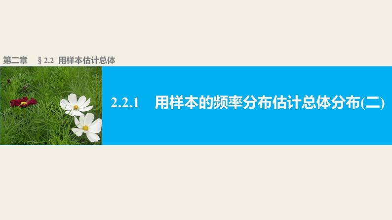 高中数学（人教版A版必修三）配套课件：2.2.1用样本的频率分布估计总体分布（二）01