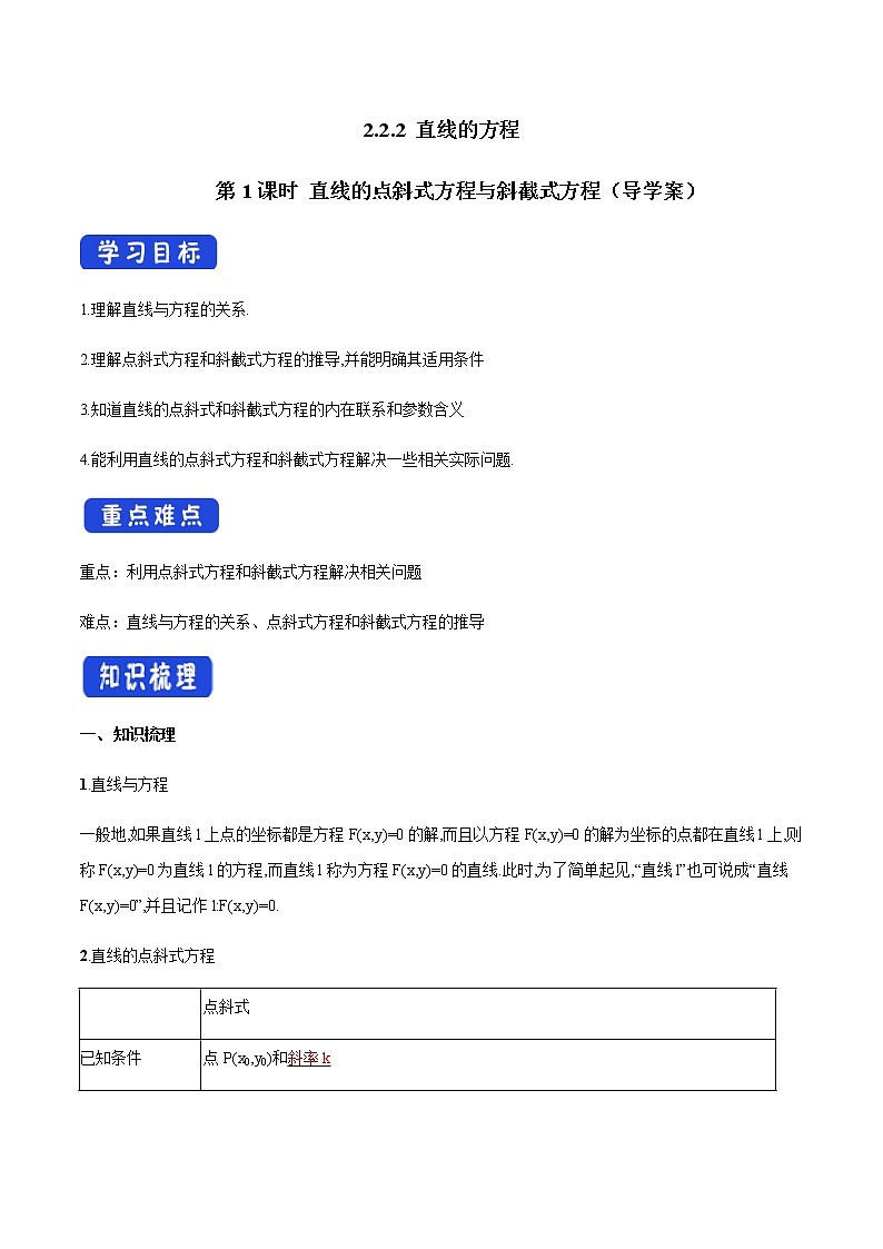2.2.2 直线的方程（第1课时）导学案01