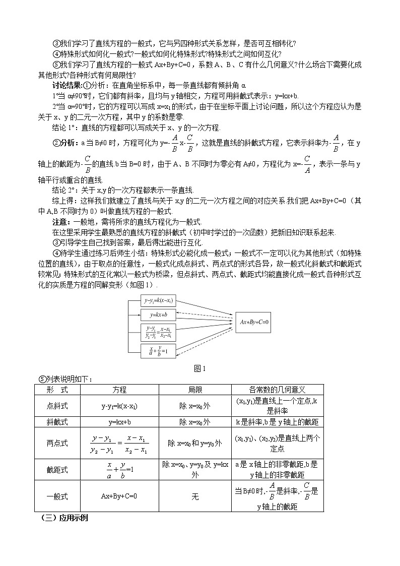 人教A版数学必修二3-2-3直线的一般式方程 教案02