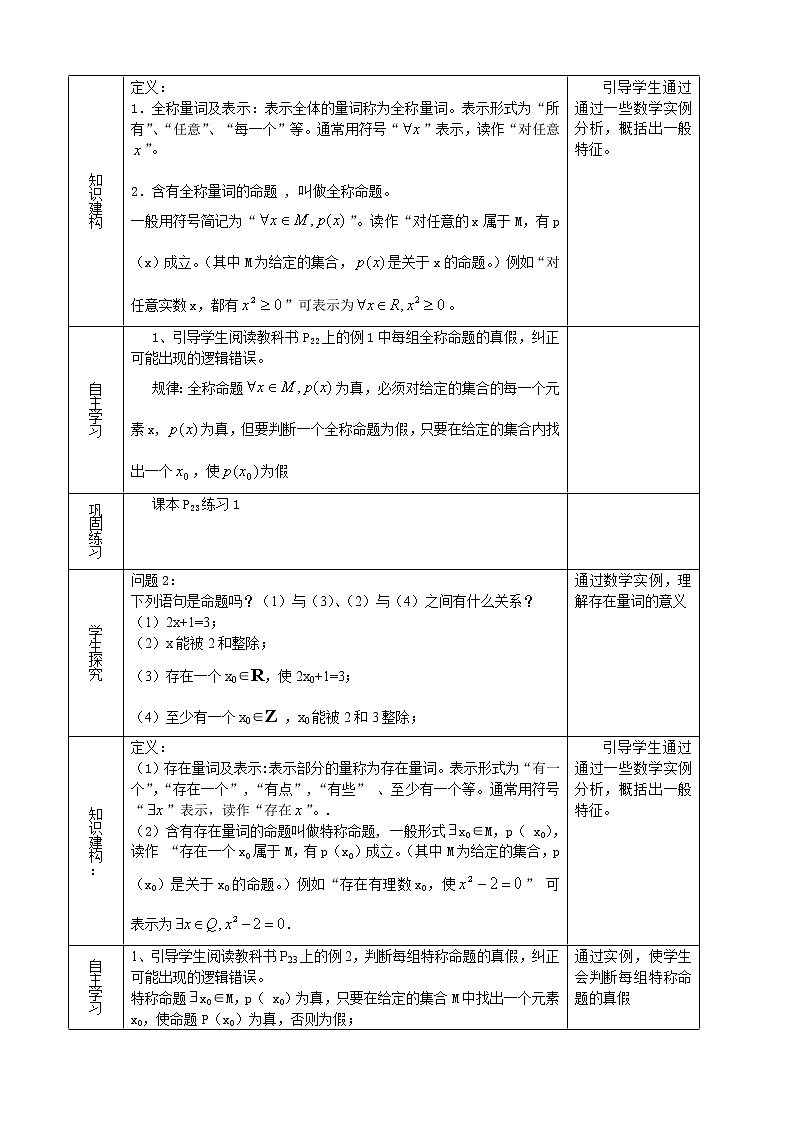 人教A版选修1-1 1-4全称量词与存在量词（含答案） 教案02