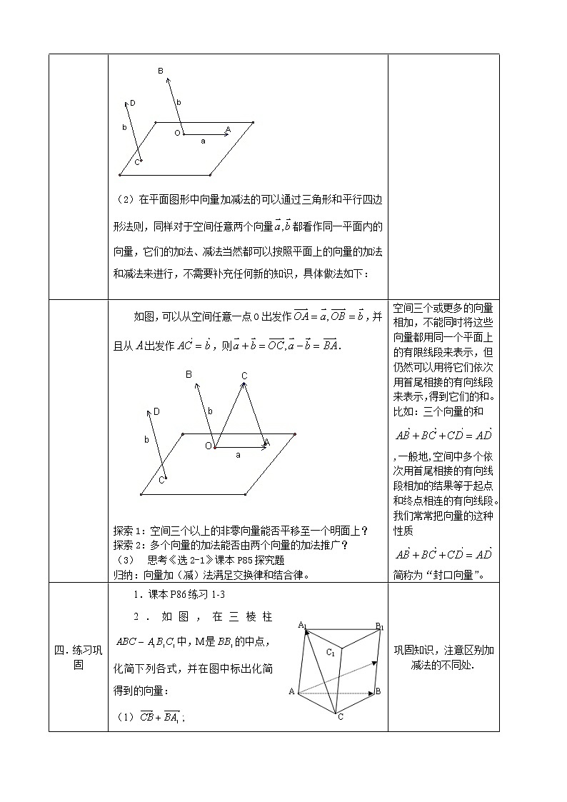 人教A版选修1-1 3-1空间向量及其运算第1课时（含答案） 教案02