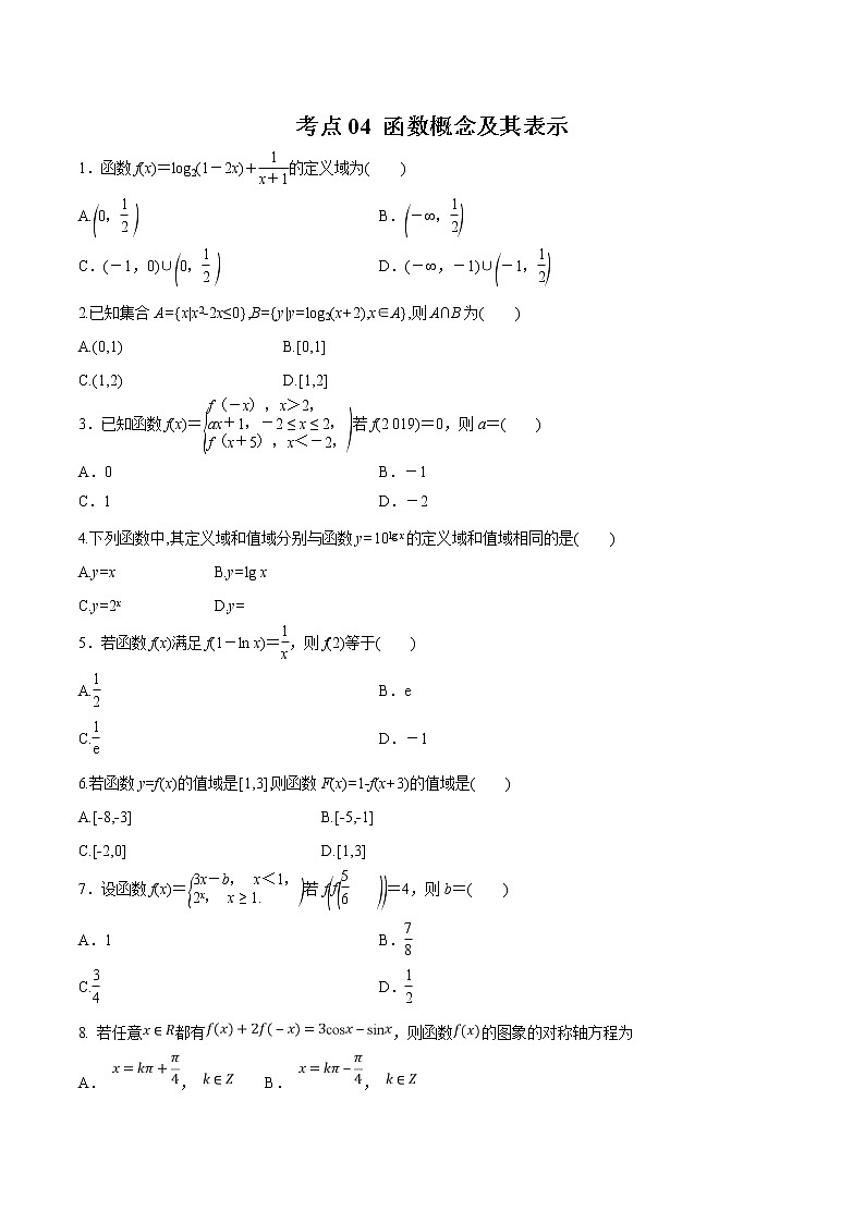 【精品试题】高考数学一轮必刷题 专题04 函数概念及其表示（含解析）01