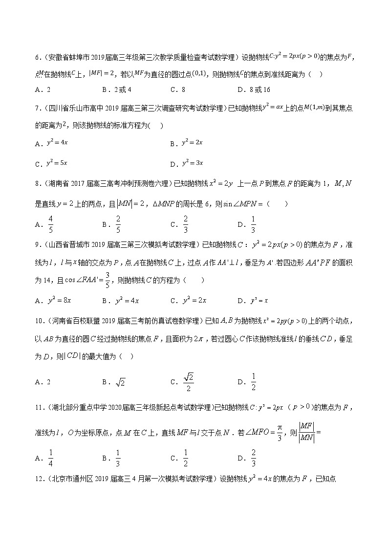 【精品试题】高考数学一轮必刷题 专题52 抛物线（含解析）02