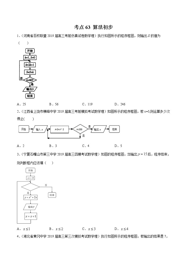 【精品试题】高考数学一轮必刷题 专题63 算法初步（含解析）01
