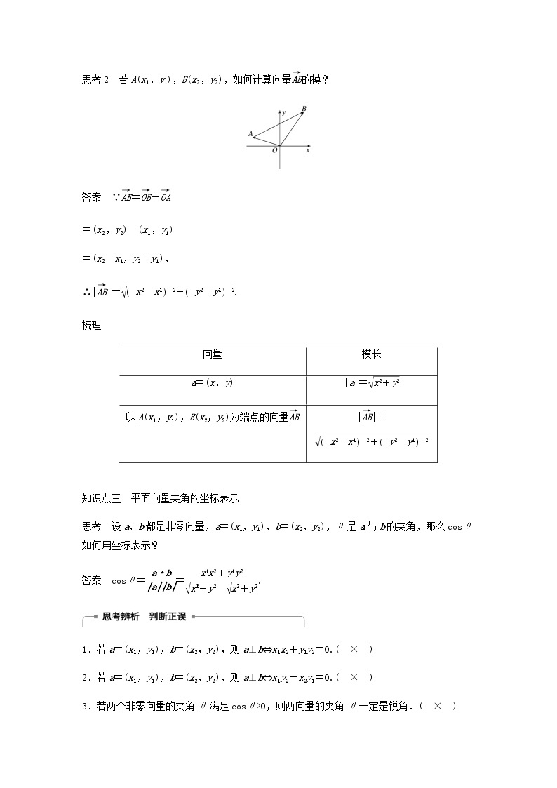 高中数学 必修4平面向量2.4平面向量的数量积2.4.2平面向量数量积的坐标表示模夹角学案03